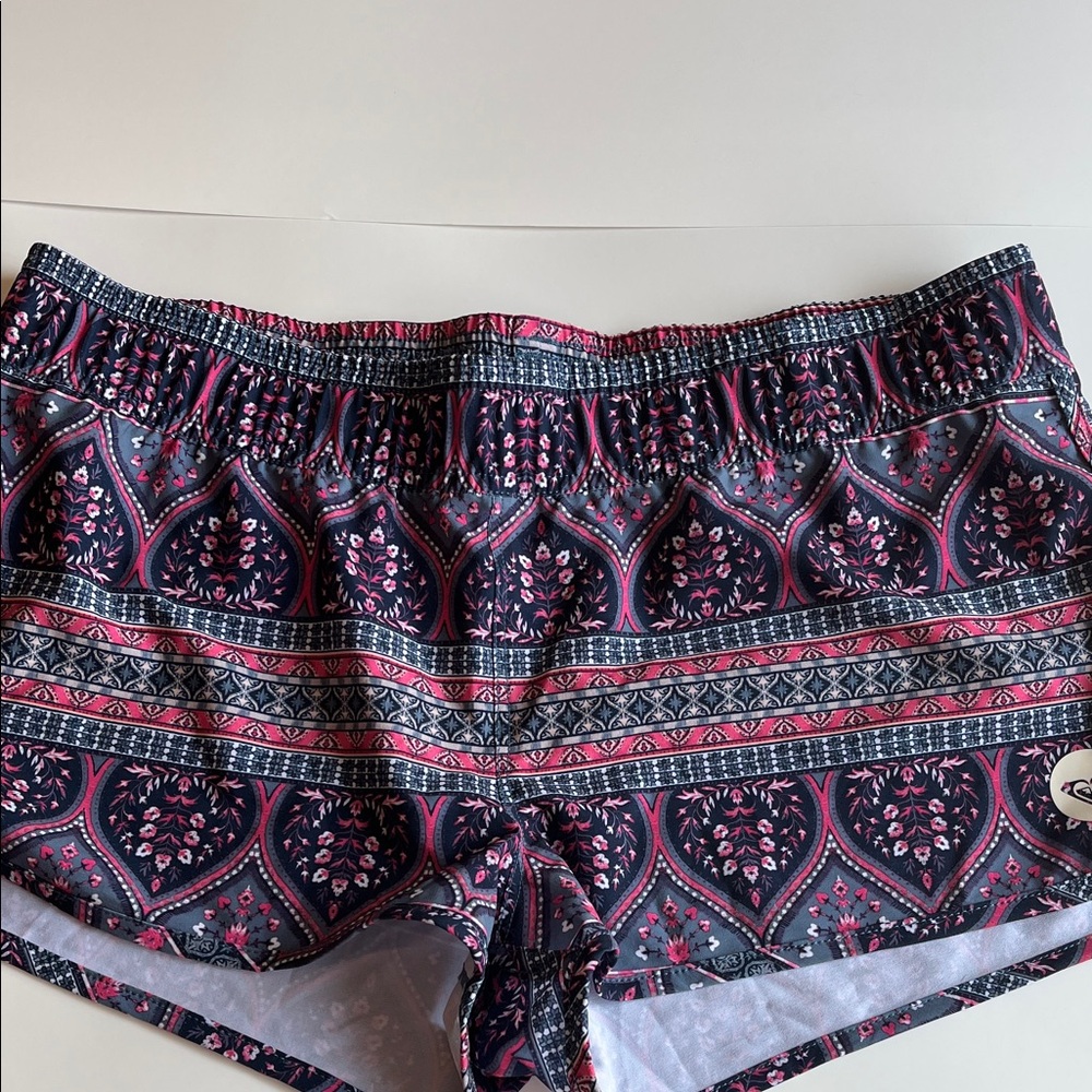 Roxy Navy and Pink Patterned Athletic Shorts